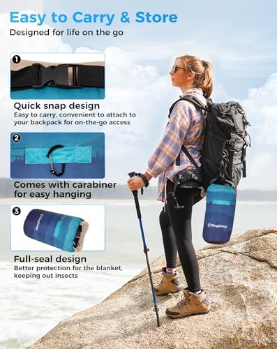 KingCamp Ultralight Camping Blanket, Wearable Packable Blanket 79"x57"