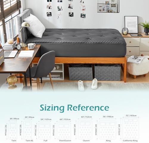 Hansleep Twin XL Mattress Topper College Dorm Memory Foam Soft Mattress Pad