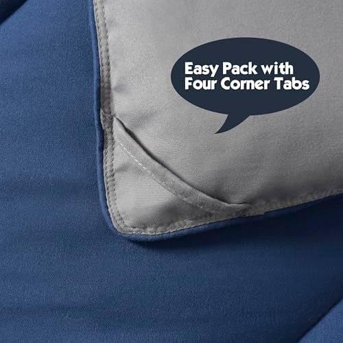 HIG 3pc Navy/Gray Queen Size Bedding Comforter Set Duvet Insert Blanket