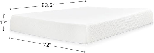 Signature Design by Ashley Chime Memory Foam 12" California King Mattress with Thick Memory and Support Foam for Pressure Relief, Fiberglass Free, Mattress In A Box
