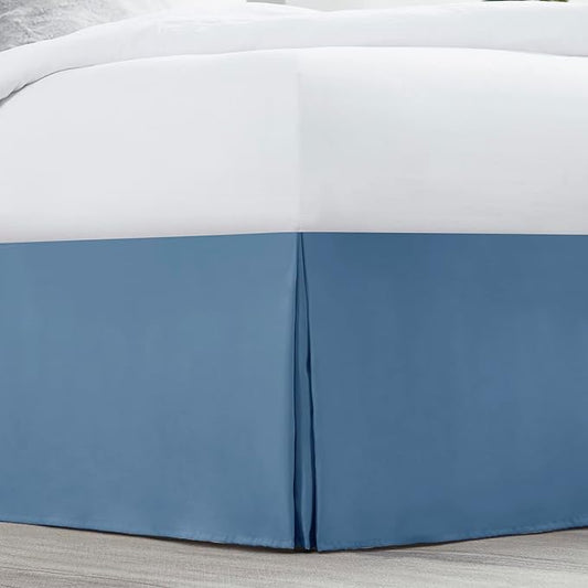 Nestl Blue Heaven Bed Skirt Cal King Size - Cal King Bed Skirt 14 Inch Drop - Brushed Microfiber Bed Skirts - Hotel Quality Pleated Bed Skirt - Shrinkage & Fade Resistant