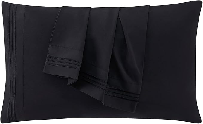 Clara Clark Bed Sheets, Premier 1800 Series 4 Piece Bed Sheet Set, Deep Pocket, Wrinkle, Fade, Stain Resistant, Luxury Soft Bedding Sheets & Pillowcases, Twin, Black
