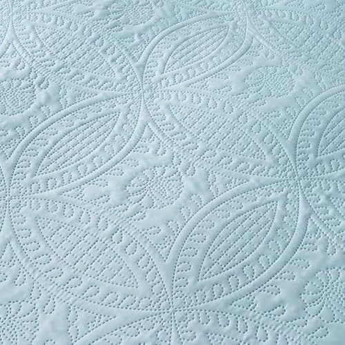 akkialla 118"x106" Sky Blue California King Quilt Set, Oversized Floor-Length Bedspread, Modern Coin Pattern Microfiber Coverlet, 3-Piece All Season Bedding with 2 Pillow Shams