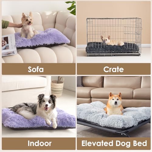 EHEYCIGA Fluffy Dog Crate Bed, Plush XX Large Dog Pillow, Purple