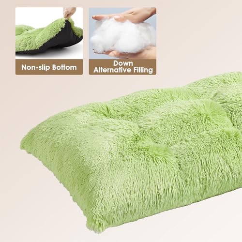 EHEYCIGA Fluffy Dog Crate Bed for Medium Dogs, Plush Crate Pad, Green