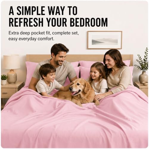 CozyLux Cal King Sheet Set 6-Piece, 21-Inch Deep Pocket, Soft Brushed Feel