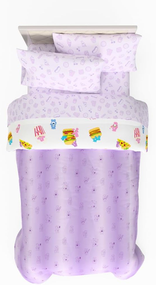 Care Bears Food Snacks 5 Piece Super Soft Cozy Reversible Comforter and Sheet Set with Sham, Twin, (Officially Licensed Product) by Franco Collectibles