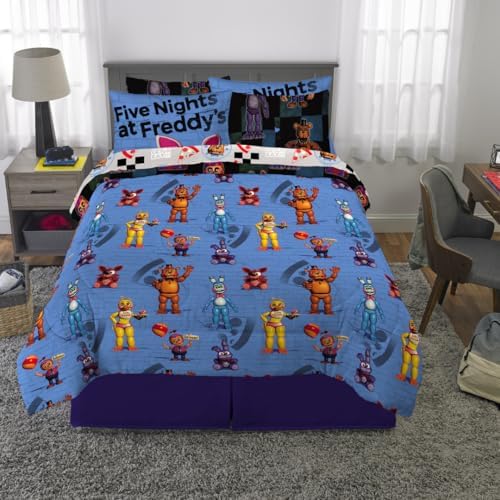 Five Nights At Freddy's Kids Bedding Super Soft & Cozy Comforter and Sheet Set with Sham, 7 Piece Queen Size, (Officially Licensed Product) By Franco