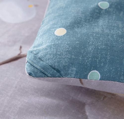 SLEEPBELLA Comforter Twin Size, 600 Thread Count Cotton Grey Branch with Yellow Turquoise Polka Dot Pattern Green Reversible Comforter Set,Down Alternative Bedding Set 2Pcs (Twin, Grey Branch)