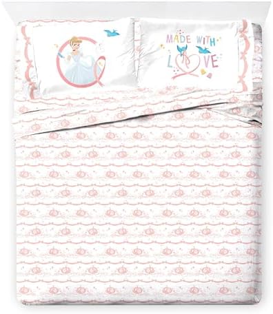 Disney Princess Full Size Comforter Set 7 Piece Kids Bedding, Pink