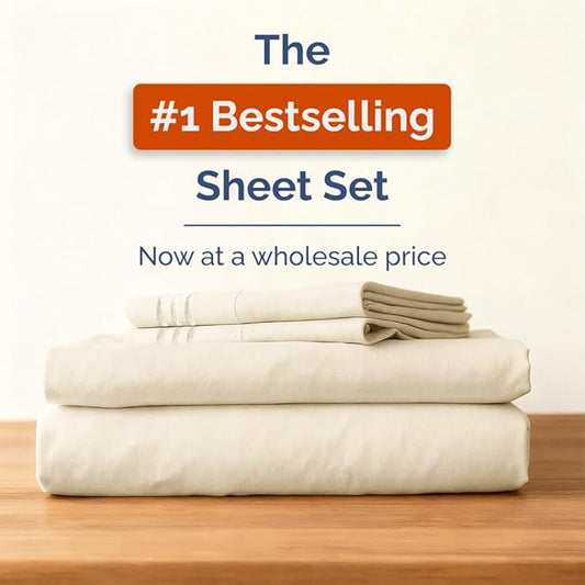 Bulk Case Pack of 12 Sheet Sets - (12) Complete King Size Sheet Sets w/ Deep Pockets - Wholesale Bulk Bedding for Hotels, Spas & Airbnbs - Breathable, Cooling, Soft & Wrinkle Free - (King, Off White)