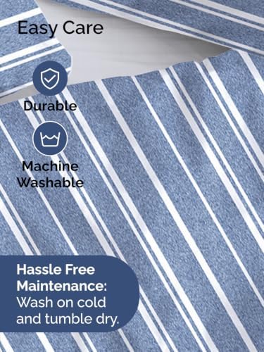 Duvet Cover Queen Size - 3 Piece with Zipper Closure - Blue Stripes