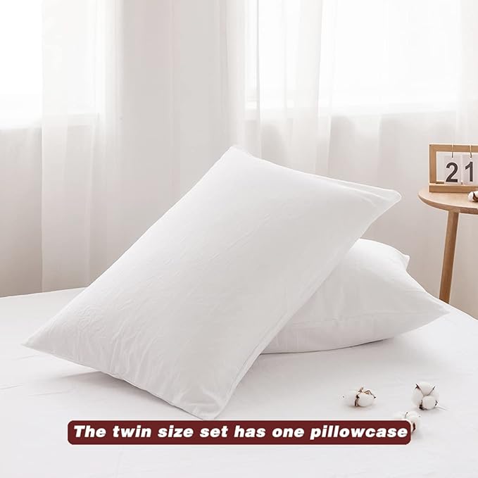 FACE TWO FACE Bedding Duvet Cover Set100% Washed Cotton Duvet Cover Linen Like Textured Breathable Durable Soft Comfy (Twin, White)
