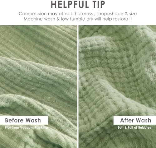 EMME Muslin Blankets for Adults Throw Blanket for Couch Breathable Gauze Soft Lightweight Airy Sage Green Throw 50" x 60"