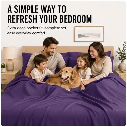 CozyLux Twin XL Sheet Set 4-Piece, 21-Inch Deep Pocket, Soft Brushed Feel