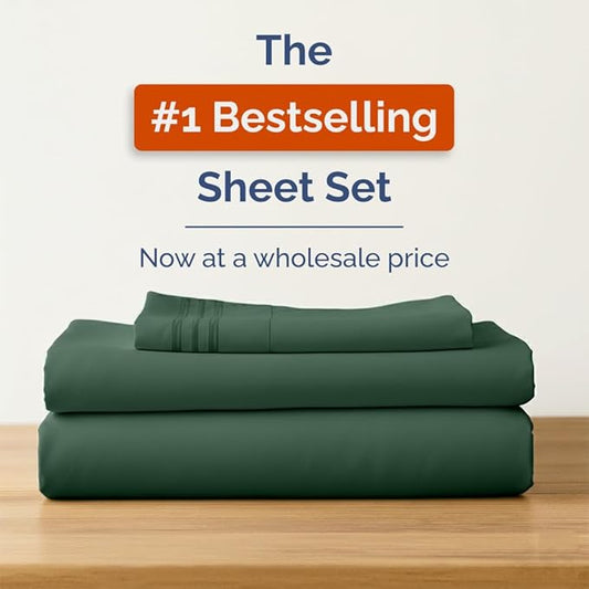 Bulk Case Pack of 16 Sheet Sets - (16) Complete Twin XL Size Sheet Sets w/ Deep Pockets - Wholesale Bulk Bedding for Hotels, Spas & Airbnbs - Breathable, Soft & Wrinkle Free - (Twin XL, Emerald Green)