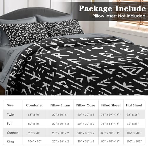 Pamnest Full Comforter Set with Sheets, 7 Pieces Gothic Viking Bedding