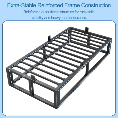 Bilily 14 Inch Twin Bed Frame with Sturdy Steel Slat Support,Heavy Duty Metal Platform Twin Size Mattress Foundation,No Box Spring Needed,Easy Assembly,Noise Free,Black