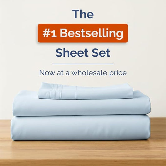 Bulk Case Pack of 16 Sheet Sets - (16) Complete Twin XL Size Sheet Sets w/ Deep Pockets - Wholesale Bulk Bedding for Hotels, Spas & Airbnbs - Breathable, Cooling & Wrinkle Free - (Twin XL, Sky Blue)
