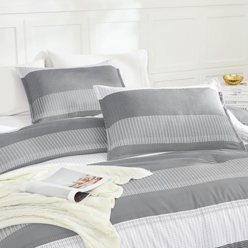 Litanika Queen Comforter Set - 3 Pieces Stripe Bedding Comforter Sets
