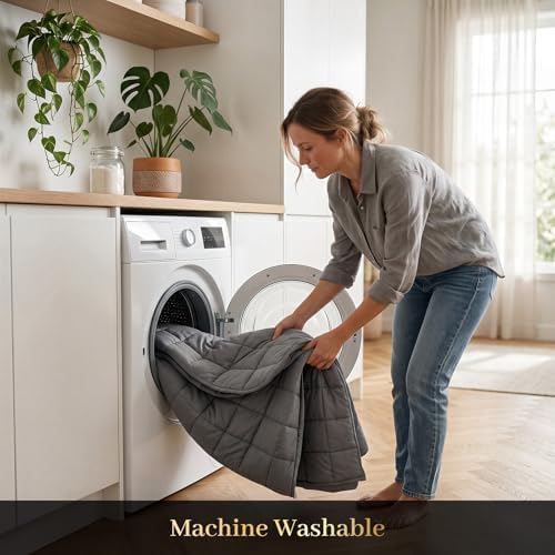 Machine Washable Weighted Blanket for Adults - Heavy Blankets for All-Season Sleeping, Cooling Soft & Breathable with Premium Glass Beads (41” x 60”|5lbs)