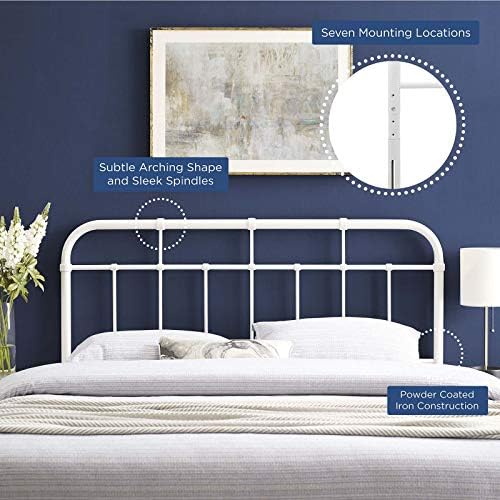 Modway Alessia Modern Farmhouse Metal Twin Headboard in White