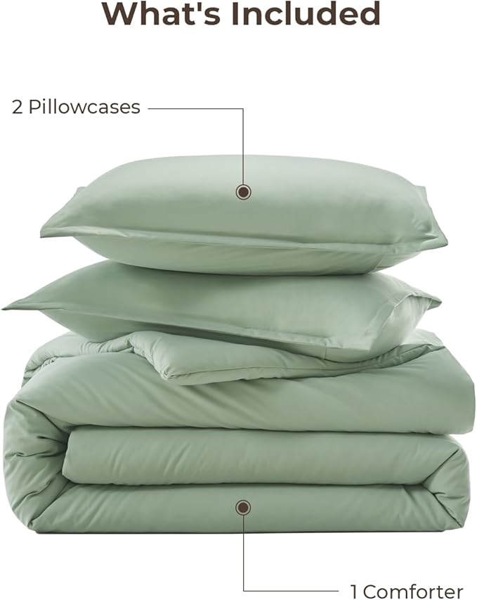 Litanika California King Comforter Set Sage Green - 3 Pieces Cal King Lightweight Solid Bed Comforter, Oversized Fluffy Down Alternative Comforter Quilt Blanket Bedding Set