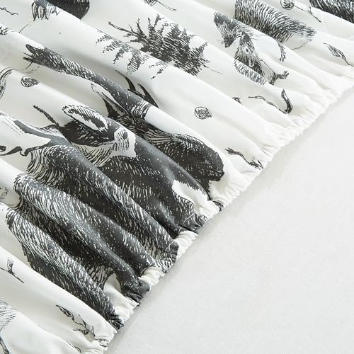 Chezmoi Collection 3-Piece Lodge Sheet Set Twin XL Size - White Gray Black Grizzly Bear Wolves Moose Pine Tree Mountain Printed Brushed Microfiber Lightweight Breathable Deep Pocket Bed Sheets