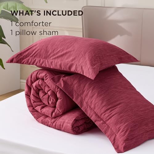 Bedsure Red Twin Comforter Set, Soft College Dorm Room Essentials 2 Pcs