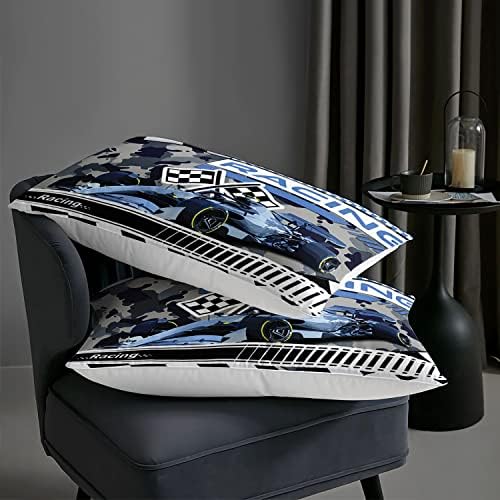 AILONEN Racing Car Comforter Set Twin Size, Racing Plaid Patterns with Cool Speed Race Car Bedding Set for Kids Boys Girls Teens Bedroom,3 Pieces,1 Quilt and 2 Pillowcases,Soft,Breathable