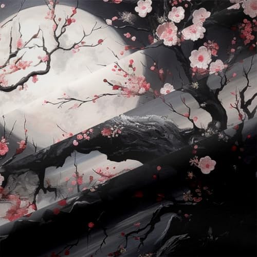 CCoutueChen Black Cherry Blossom Comforter Set Pink Floral Bedding Twin