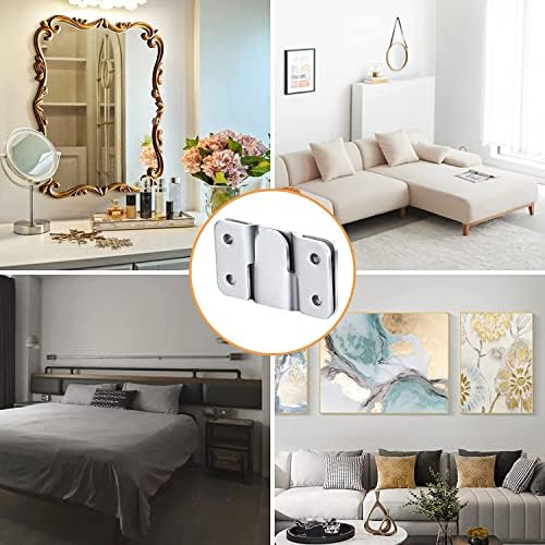 Flush Mount Bracket, Headboard Wall Mounting Brackets-56 x 30mm Interlocking Hanging Bracket, Mounting Hardware for Picture Hanging and Sectional Couch Connectors (4 Pairs)