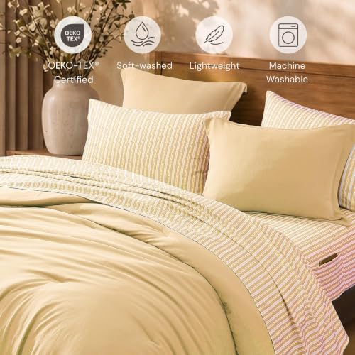 King Comforter Set with Sheets-7 Pieces Soft Recycled Bed in a Bag Bedding