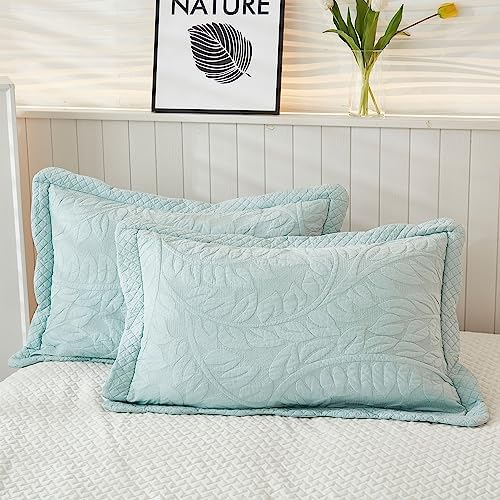 MarCielo 3-Piece 100% Cotton Oversized Bedspread Lightweight Quilt Coverlet Embroidery Farmhouse Bedding Set T0 (Aruba Blue, Oversized King (118"x106"))