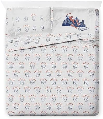 Marvel Spiderman Queen Comforter Set 7 Piece Bedding for Boys, Blue