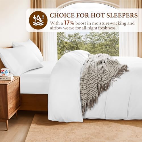 DEITAS 100% Cotton King Duvet Covers 3 Piece,1200 Thread Count,White