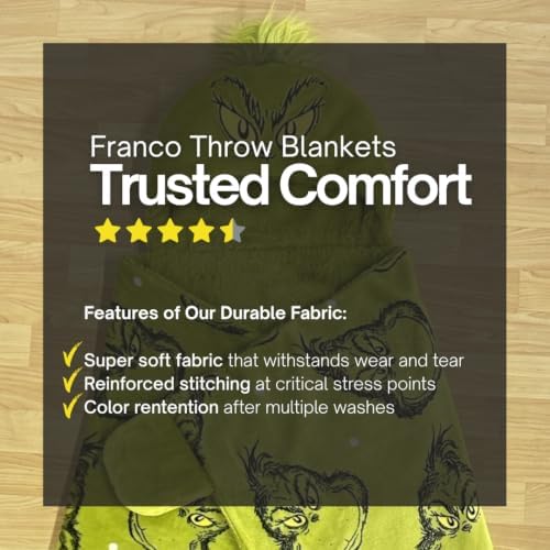 Grinch by Dr. Seuss Hooded Throw - Kids Christmas Bedding Super Soft Throw Blanket - 40 in x 50 in, (Officially Licensed Product) by Franco