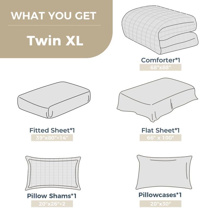 HYMOKEGE Light Purple Twin XL Comforter Set Seersucker 5 Pieces, All Season Luxury Bed in a Bag for Bedroom, Bedding Set with Comforter, Sheets, Pillowcase & Sham