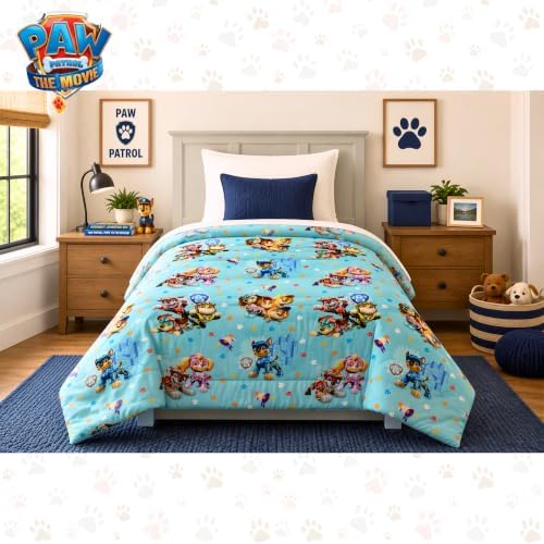 Franco Paw Patrol Kids Bedding Super Soft Cozy Microfiber Comforter, Twin, Chase, Skye, Marshall, Rubble, (Officially Licensed Product)