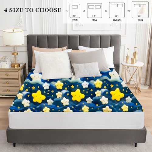 Sufdari King Mattress Protector,Waterproof Mattress Protector,Fitted Sheet Style Mattress Cover with 18" Deep Pocket,Washable and Comfortable-Starry Sky,King