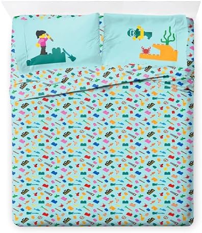 LEGO® Blocks Queen Comforter Set 7 Piece Soft Kids Bedding, White