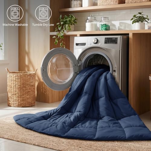 CozyLux Twin/Twin XL Comforter Set, 2-Piece Box-Stitched, Navy Blue