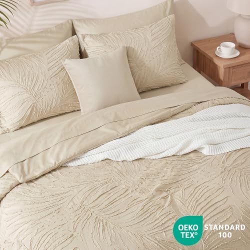 King Size Comforter Set-7 Pieces Beige Bed in a Bag King Bedding Set