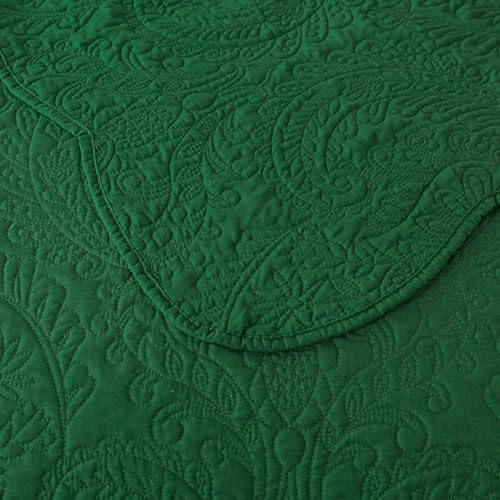 HoneiLife King Size Quilt Sets - 3 Piece Microfiber Quilt Set Lightweight Bedspreads Reversible Coverlets Rustic Bed Cover King Quilt Bedding Set All Season Quilts-Green