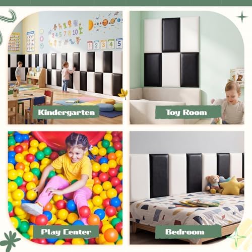 6 Pack Wall Padding 15.75" x 7.87" x 1.18" Minimalist Black and White