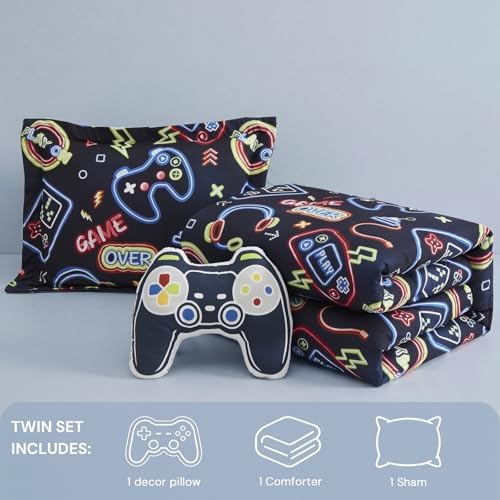 Twin Bedding Sets for Boys - 3 Pieces Gamer Bedding Twin Comforter Set