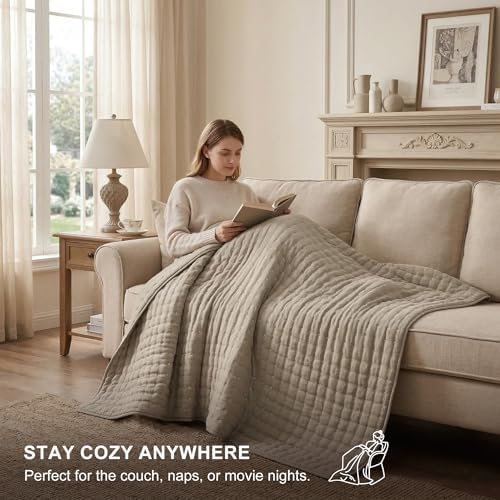 WDCOZY Cloud Soft Quilt Set, King Size, Heather Beige, 104x90 inches
