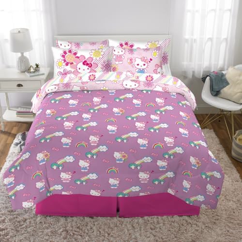 Hello Kitty Kids Bedding Super Soft Comforter and Sheet Set with Sham, 7 Piece Queen Size, (Officially Licensed Product) By Franco