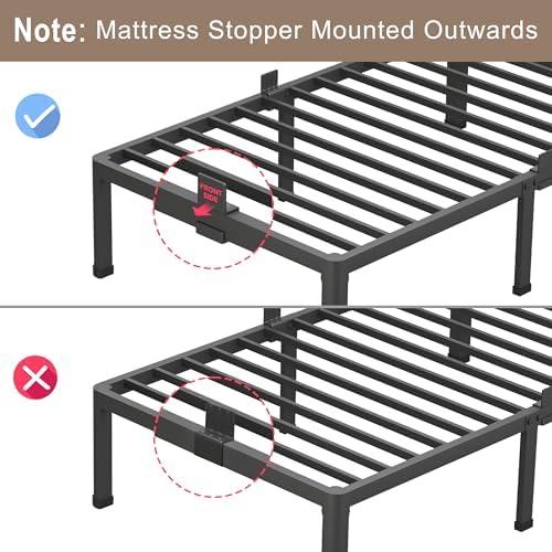 ROIL 20 Inch Full Bed Frame with Rounded Corner Mattress Baffle