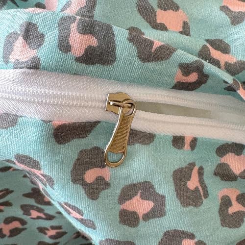 VM VOUGEMARKET Leopard Duvet Cover Set Queen,Light Blue Pink,Muslin Cotton
